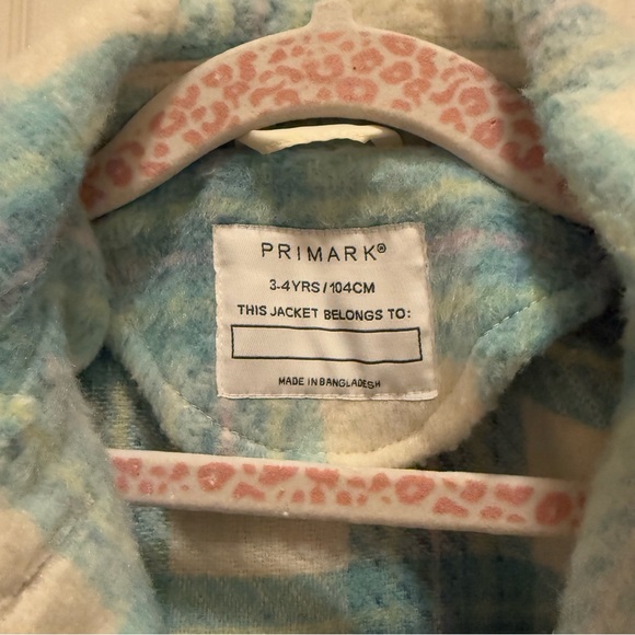 Primark Kid’s Blue and Cream Plaid Shacket Long Sleeve Button Up Jacket 3-4Y - Picture 3 of 7